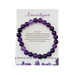 Amethyst Gemstone Stretchy 8mm Ball Bracelet With Message Card (55mm)